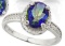Large 2.5 Carat Ocean Mystic Topaz And Diamond Ring In Sterling Silver