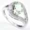 Green Amethyst 1.8ct Buckle Ring In Sterling Silver