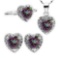Heart Cut Mystic Topaz And Diamond Ring Earring And Necklace Set In Sterling Silver
