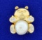 Pearl & Diamond Bear Pendant/pin