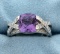 Amethyst And Diamond 14k White Gold Ring