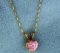 Heart Shaped Pink Topaz Pendant With 14k Gold Chain