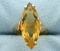 Large 8ct Marquise Shaped Citrine Statement Ring