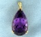 18 Ct Pear Shaped Amethyst Pendant In 14k Gold