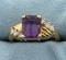 2.5ct Amethyst And Diamond Ring In 14k Yellow Gold