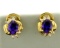 Purple Garnet And Diamond Earrings