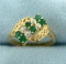 Vintage Emerald And Diamond Ring In 14k Gold