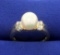 Akoya Pearl And Diamond Ring In 14k Gold