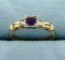 Vintage Amethyst And Diamond 14k Yellow And White Gold Ring
