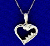 Diamond 14k White Gold Heart Pendant
