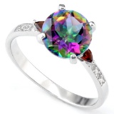 Mystic Topaz And Garnet Ring In Sterling Silver