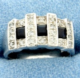 Sapphire And Diamond Ring In White Gold