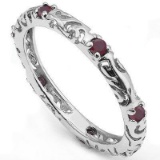 Genuine Rubies Set In Platinum Over Sterling Silver Ring