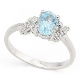 Oval 1.1ct Sky Blue Topaz And Diamond Ring In Sterling Silver