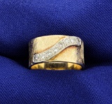 Wide Band Ring With Diamonds