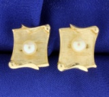 Pearl & 14k Gold Cufflinks