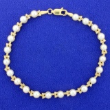 Pearl & Diamond Line Bracelet