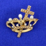 Vintage Crown/cross Pin