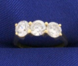 1 1/2ct 3 Stone Cz Ring In 14k Gold