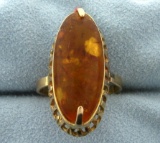 Large Amber Gemstone Ring