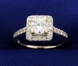 1ct Tw Diamond Halo Engagement Ring