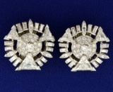 Vintage 7ct Tw Diamond Clip-on Earrings