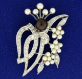 Vintage Pearl And Diamond Pin Or Brooch