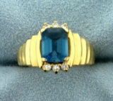London Blue Topaz And Diamond Ring
