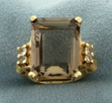10ct Smoky Topaz And White Sapphire 14k Gold Ring