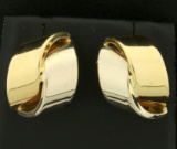 Ribbon Design White And Yellow Gold Earrings
