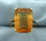 14ct Emerald Cut Citrine Ring