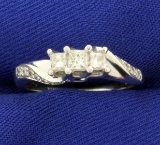 1/2ct Tw Princess Cut 3 Stone Diamond Ring