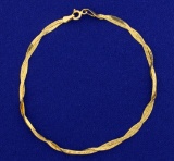 Italian Made Woven Designed Gold Bracelet
