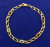 Multi Colored Gemstone Bracelet In 14k Gold