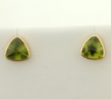 Peridot Stud Earrings In 14k Gold