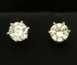 .9ct Tw Diamond Stud Earrings In 14k White Gold Settings