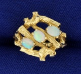 Tree Or Natured Themed Opal Ring In 14k Gold