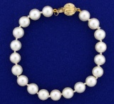 Vintage Akoya Pearl Bracelet With Gold Clasp