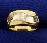 Unique Designer 1/3ct Princess Cut Solitaire Diamond Ring In 14k Gold