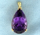 18 Ct Pear Shaped Amethyst Pendant In 14k Gold