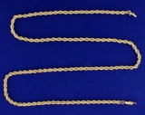 25 Inch Rope Style Neck Chain In 14k Gold