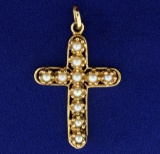 14k Pearl Cross Pendant
