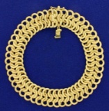 8 Inch Italian Made Circular Woven Link Bracelet In 14k Gold