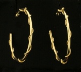 Twisted Rope Style Hoop Earrings In 14k Yellow Gold