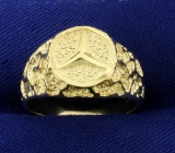 Gold Mercedes Peace Symbol Ring