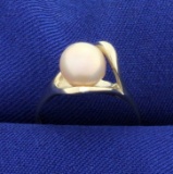 Rose Colored Akoya Pearl Ring In 14k Gold