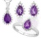 Amethyst 2.6ctw Ring Earring And Necklace Set In Sterling Silver