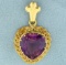 Large Heart Shaped Amethyst Pendant