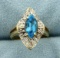 Swiss Blue Topaz And Diamond Ring