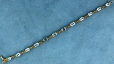 Over 6 Ct Blue Topaz And Diamond Bracelet